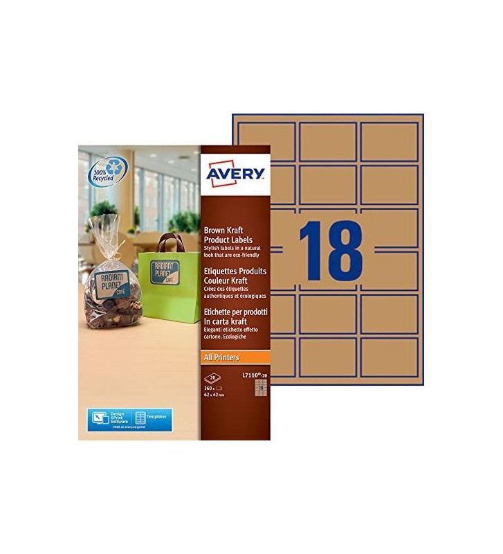 Avery L7110-20 productetiketten ft 62 x 42 mm (b x h), 360 Avery L7110-20 productetiketten ft 62 x 42 mm (b x h), 360