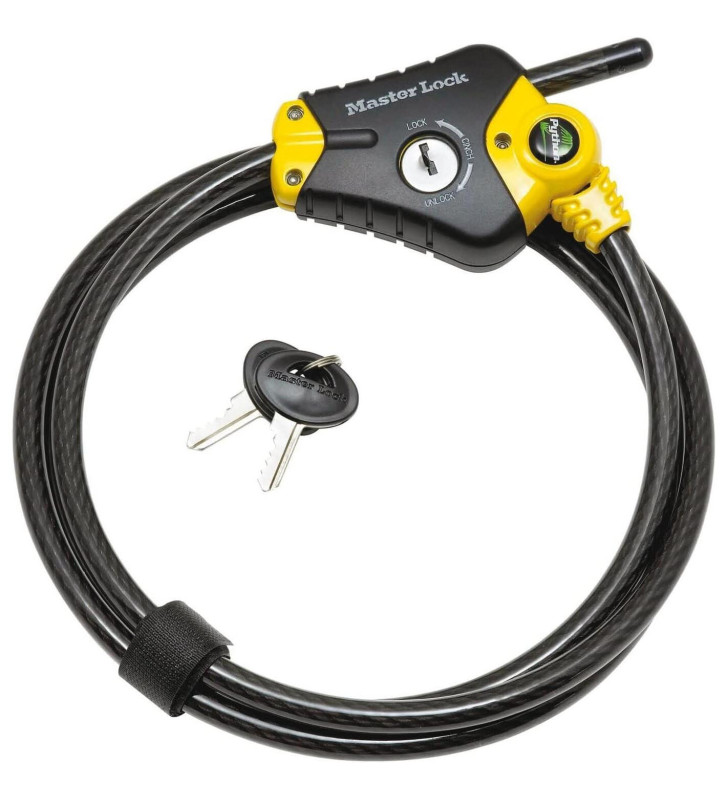 8433EURD Câble de sécurité 10mm avec serrure à clé, noir, de 30 cm à 1,8 m