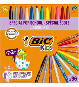 Class Pack 96 feutres KIDS VISACOLOR XL Pointe large 12 Couleurs assorties