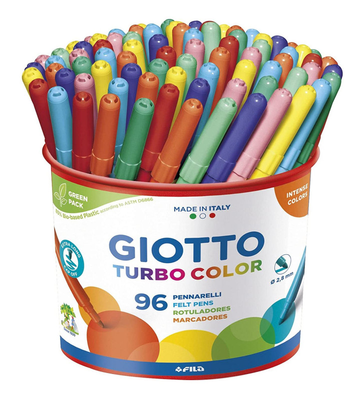 Pot de 96 feutres Turbo Color pointe fine couleurs assorties