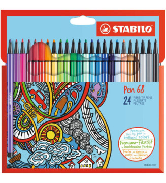 Etui carton de 24 feutres de Dessin PEN 68 Pointe ogive Moyenne 1 mm