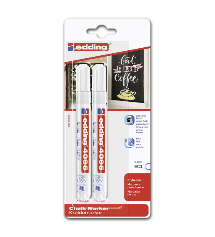 Marqueur craie liquide 4095 blister de 2 blanc 2-3 mm