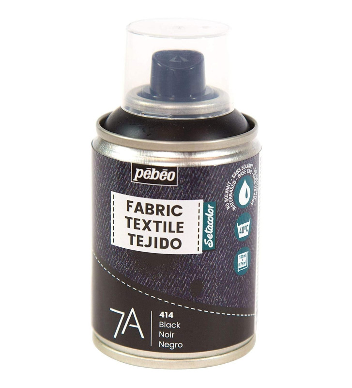 Peinture en Spray 7A - 100ml Spécial Textiles Naturels et Synthétiques noir