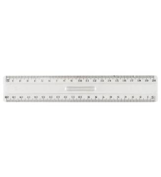 Règle plate 200 mm ( Double Décimètre) en plastique avec poignée
