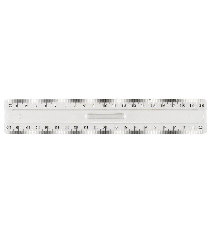 Règle plate 200 mm ( Double Décimètre) en plastique avec poignée