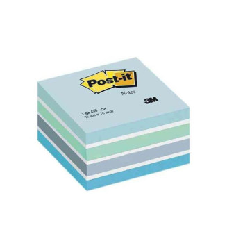 Bloc cube 450 feuilles 76 x 76 mm 5 teintes Bleu pastel