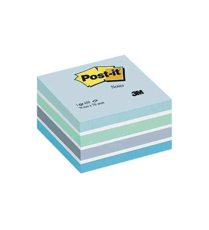 Bloc cube 450 feuilles 76 x 76 mm 5 teintes Bleu pastel