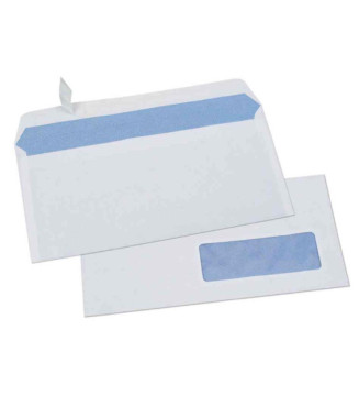 Boîte de 500 enveloppes blanches DL 110x220 80 g  fenêtre 45x100