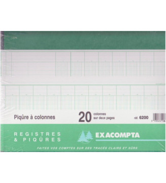 Piqûre 25x32cm 20 colonnes sur 2 pages 24 lignes 80 pages - Couleurs aléatoires
