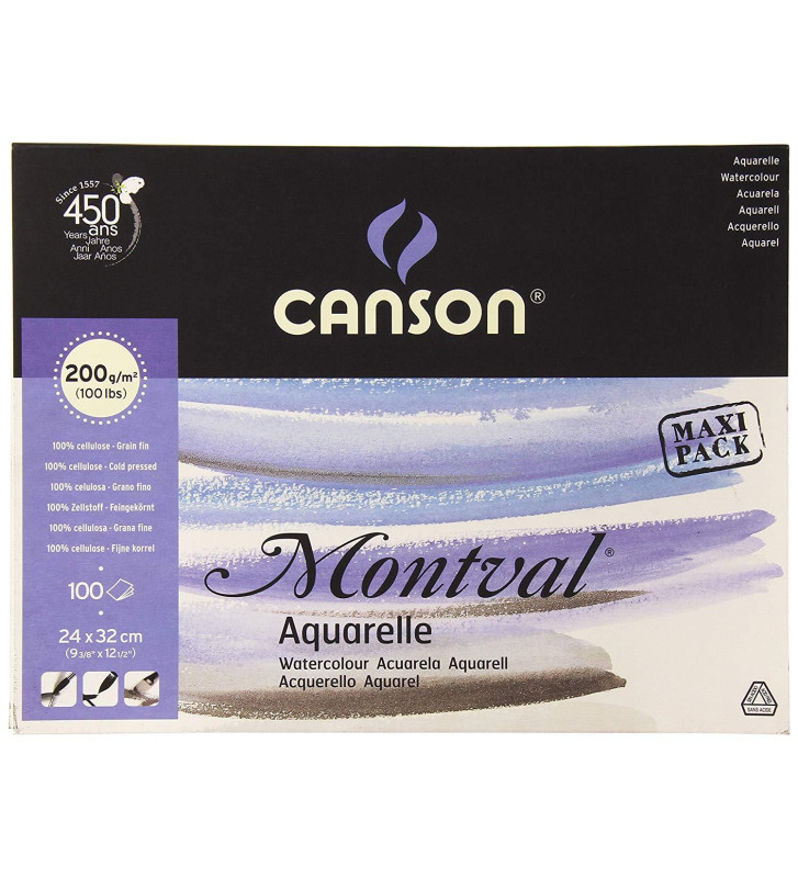 Bloc 100 Feuilles Papier dessin Montval 240 x 320 mm 200 g