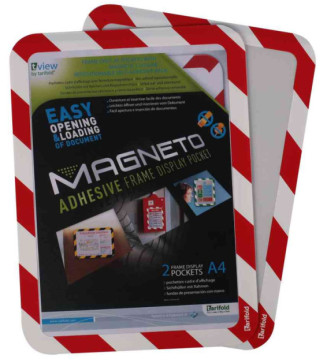 Lot de 2 Pochettes-cadre MAGNETO SAFETY A4 rouge/blanc