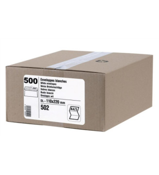 Boite de 500 enveloppes DL 110x220mm auto-adhésives 80g blanches
