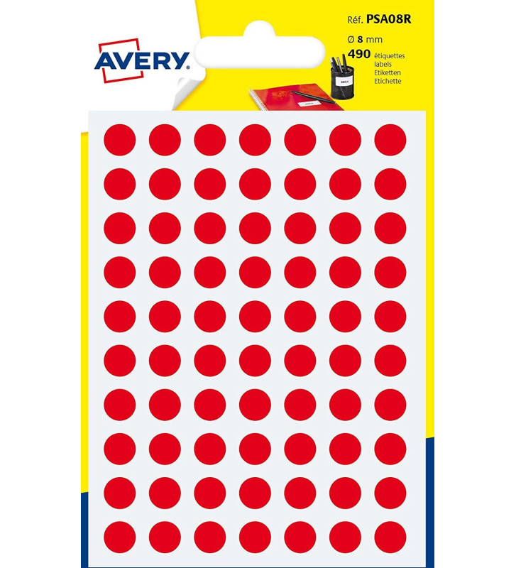 Sachet de 490 pastilles Ø8 mm. Ecriture manuelle Rouge
