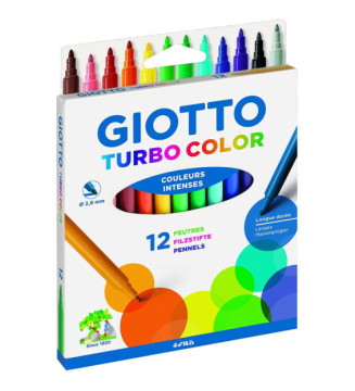 Etui de 12 Feutres coloriage Turbo Color Pointe Bloquée Assortis