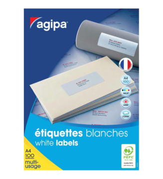 Boite de 2400 étiquettes 70x37 mm Multi-usage Coin Droit Perm. Blanc