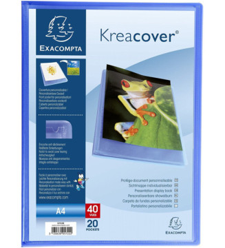 Protège-documents Polypropylène semi rigide Kreacover Chromaline 40 vues A4 Bleu