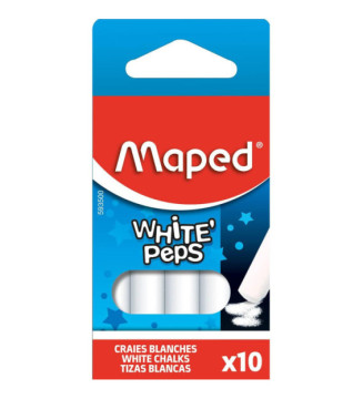 Etui de 10 craies pour tableau WHITE'PEPS, ronde Blanc