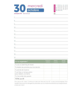Agenda Scolaire L'ETUDIANT Journalier 15x20cm 352p Couv PVC ouatiné Lilas