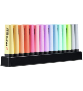 Set de bureau de 15 surligneurs BOSS ORIGINAL Pastel