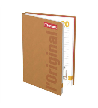Original Agenda Scolaire l'Etudiant Journalier 15x20cm 352p Couv PVC beige