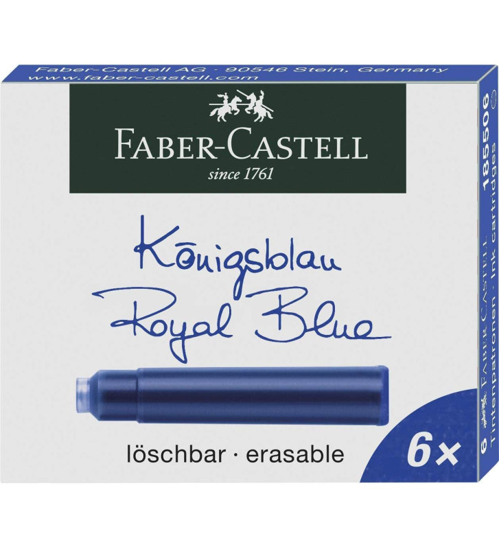 Etui de 6 cartouches Standard effaçable Bleu royal