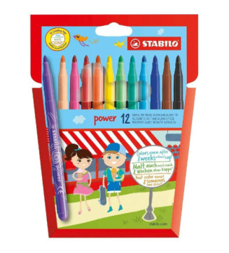 Etui carton de 12 Feutres POWER Pointe Moyenne