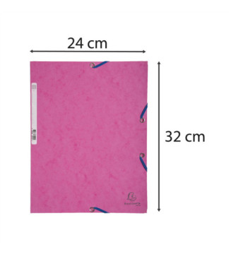 Chemise 3 rabats à élastiques carte lustrée 400g/m2 - A4 - Rose
