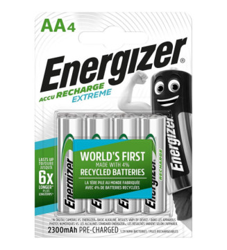 Blister de 4 Accus Piles rechargeables HR6 Extreme AA 2300mah