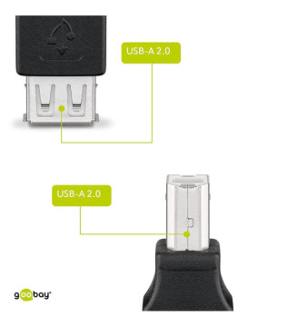 Adaptateur USB 2.0 port de  type A vers type B, noir