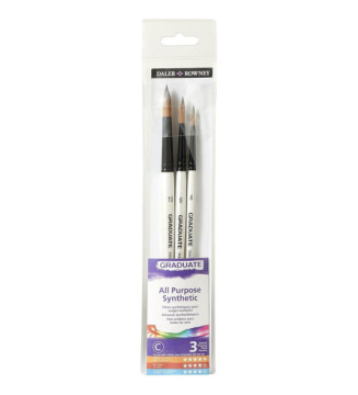 Set de 3 pinceaux synthétiques ronds
