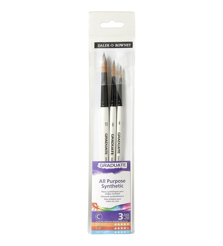 Set de 3 pinceaux synthétiques ronds