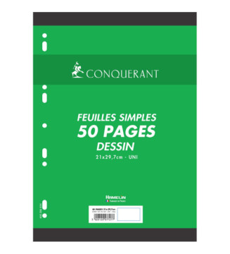 Feuillets mobiles dessin 21 x 29,7 cm 120g 25 feuilles uni blanc