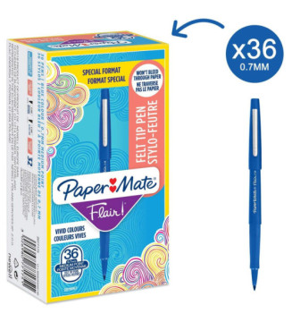 Lot de 36 Stylos feutre Flair Original Pointe Moyenne Bleu