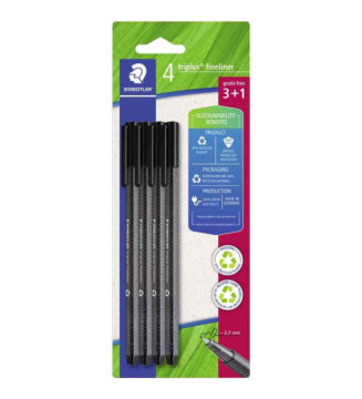 Fineliner triplus, noir, blister de 4