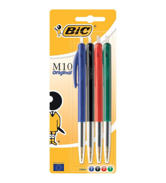 Blister de 4 stylos M10 Original Bleu Noir Rouge Vert