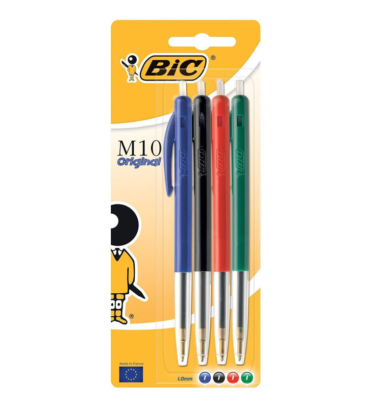 Blister de 4 stylos M10 Original Bleu Noir Rouge Vert