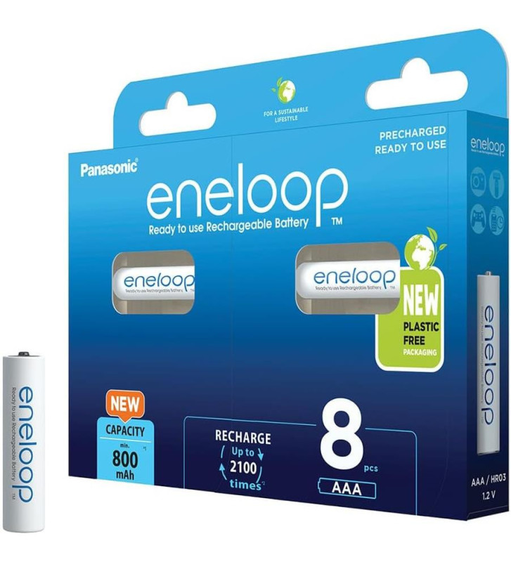 Eneloop Pack 8 Piles Rechargeables Micro AAA 800mAh Ni-MH
