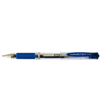 Roller encre gel Signo Broad UM153C grip pointe large 1mm bleu