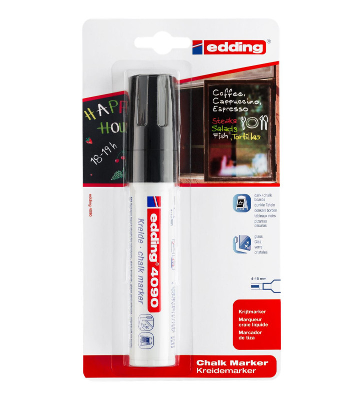 Marqueur craie liquide 4090 blister de 1 noir 4-15 mm