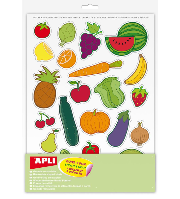 Pochette 12 feuilles gommettes Les fruits et légumes