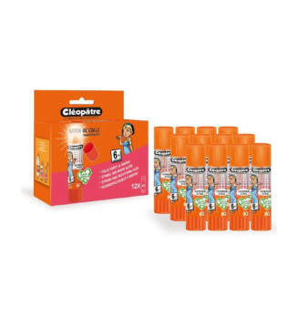 Boîte de 12 bâtons de colle TRANSPARENTE Cléostick Adhésive en 8 gr