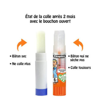 Boîte de 12 bâtons de colle TRANSPARENTE Cléostick Adhésive en 8 gr