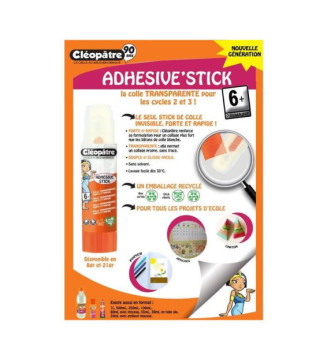 Boîte de 12 bâtons de colle TRANSPARENTE Cléostick Adhésive en 8 gr