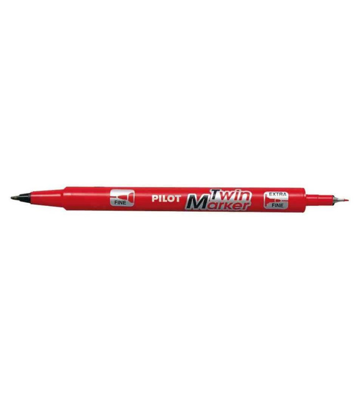 Marqueur TWIN MARKER BEGREEN indélibile rouge 2 pointes ogives:fine et moyenne