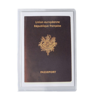 Lot de 10 étuis protection pour passeport 2 volets PVC lisse 15x100e 133x95mm