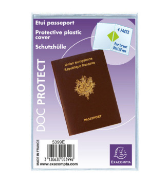Lot de 10 étuis protection pour passeport 2 volets PVC lisse 15x100e 133x95mm