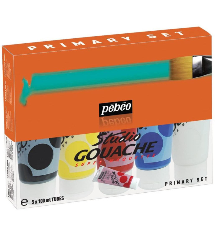 Pack 5 peintures Gouache Studio 5 Tubes 100 Ml