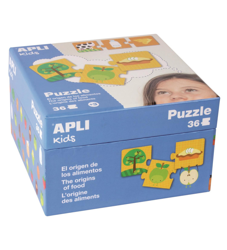 Boite de 12 puzzles de 3 pièces l'origine des aliments