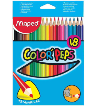 Etui de 18 Crayons de couleur Color'Peps Triangulaire Assortis