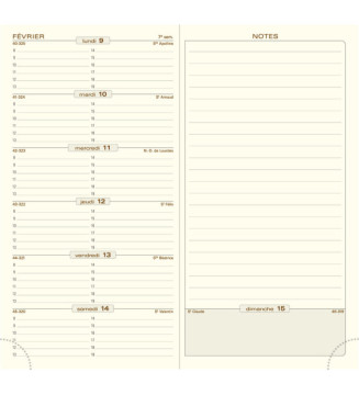 Agenda Semainier Espace 17 Barbara 9x17,5 cm  Janvier à Décembre Noir